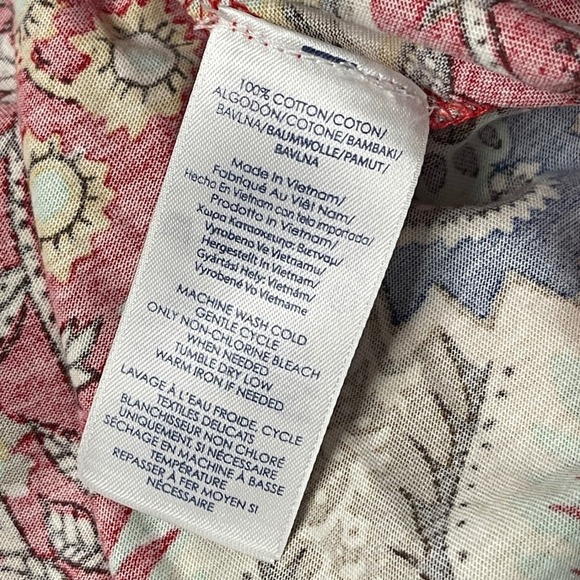 CHAPS Red Fit & Flare Stretch Cotton Boho Print Mini Dress, Large - Picture 7 of 8